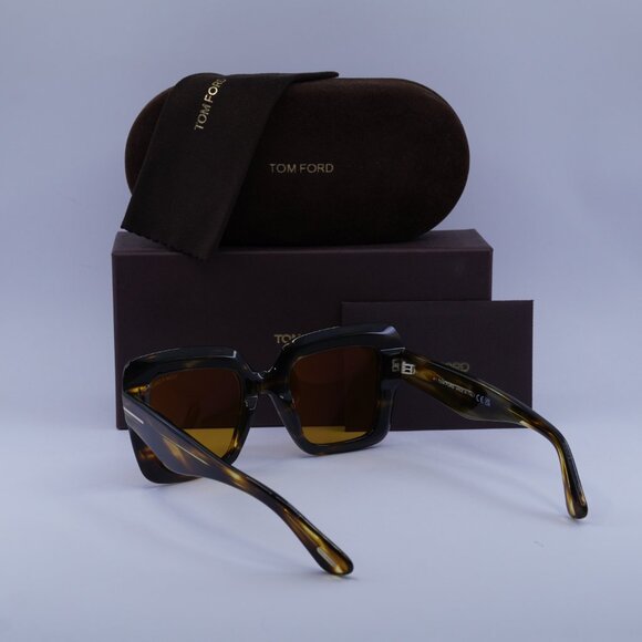 Tom Ford FT1157 52E Esme Square Sunglasses - Dark Havana/Brown